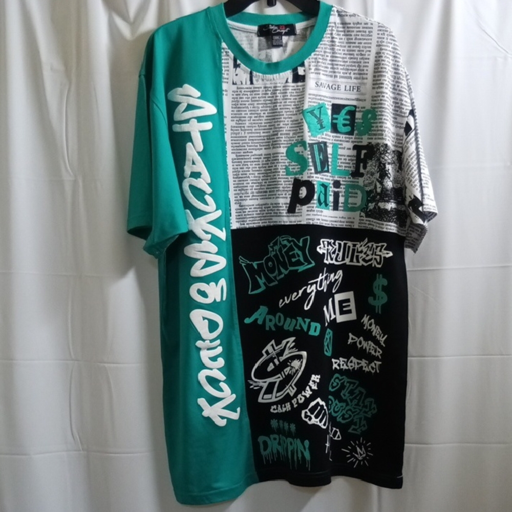 Vibrant Green and Black Short Sleeve Tees